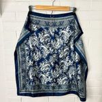 Vintage Silky Satin Navy Blue Paisley Print Scarf OS Photo 1