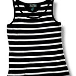 Ralph Lauren Sport Women’s Blue & White Striped Ribbed Fitted Tank Top Size Photo 0