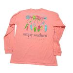 Simply Southern Long Sleeve Shirt God Country Family Arrow Feathers Pink Sz M Photo 2