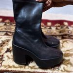ZARA Zippered Platform Leather Combat Boots Photo 4
