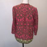 Banana Republic  lime green bright pink v-neck blouse Photo 6