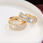 Gold Layered Pavé Huggie Hoop Earrings | Simulated Diamond NWT Photo 2