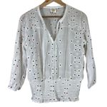 Fig & Flower Blouse Womens S White Embroidered Floral Peasant Boho Cottagecore Photo 2