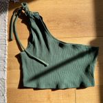 Aerie  size large one shoulder green crop top tie Photo 2