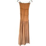 MABLE Strapless Smocked Knot Front Side Slit Maxi Dress Orange Photo 6