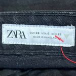 ZARA  Women's Black Mid Rise Relaxed Fit Stretch Casual Straight Denim Jeans Sz 6 Photo 3