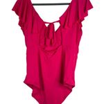 Trina Turk SWIM Monaco Solids Ruffle V-Neck One Piece Swimsuit Pink Open Back 14 Photo 7
