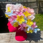 Vintage Floral Netted Wig Hat Multicolor Pink Photo 4