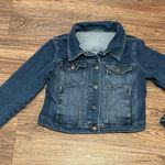 Stretchy Stylish Button Up Denim Jacket Blue Dark Wash Sexy Size Medium Photo 6