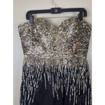 Sherri Hill  Women’s Mini Dress Size 14 Strapless Sweetheart Tornasol Sequins Photo 1
