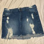 Elan Distressed Jean Mini Skirt Size Medium Photo 0