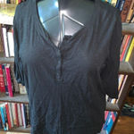 Z Supply  black oversized L 1/4 button knit normcore tee Photo 0