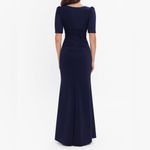 XScape “Demi” 3/4 Sleeve Side Ruched Floor Length Gown Midnight Women’s Sz 12 Photo 3