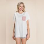 NWT Cotton Bleu by Nu Label Contrast Striped Short Sleeve T Photo 3