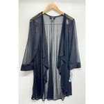 R & M Richards R&M‎ Richards Cardigan Size 16 Black 3/4 Sleeve Glitter Mesh NEW Photo 1