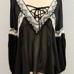 Gianni Bini  Sheer Black‎ Boho Flowy Peasant Top Size Small Embroidered Photo 0