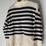 Joie  White Navy Stripe Mock Neck Cashmere Sweater Small Photo 2