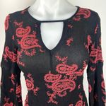 Way-In  Multicolor Floral Paisley Embroidered Keyhole Long Sleeve Mini Dress S Photo 2