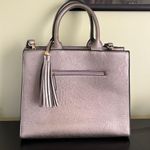 Dasein Handbag Vegan Leather Tassel Shoulder Bag Work Tote with Long Strap Silver Photo 3