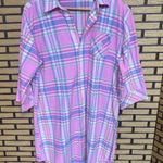 Ralph Lauren Lauren  Pink‎ Plaid Button Up Night Gown Size Medium Photo 0