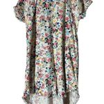 Umgee Linen Blend Floral Midi Dress Womens Sz S Boho Raw Hem Fringe Western Photo 0