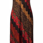 Y2K Safari Print Maxi Dress Red Size 4P Photo 0