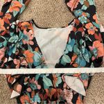 Floral Chiffon Long Sleeve Maxi Dress Blue Size L Photo 4