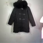 Larry Levine ‎ down, puffer coat with fox tail fur trim with flaws womens small Photo 9