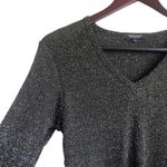 Karen Kane Top Women L Black Gold Metallic Rayon Knit Stretch Event Glam Dressy Photo 4