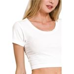 Zenana Outfitters Ribbed Scoop Neck Crop Short Sleeve Top Photo 1