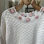 Vintage 80s Denim Republic Grannycore Cottagecore Pastel Floral Sweater S White Photo 1