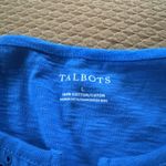 Talbots Eyelet Lace Cotton T-Shirt Tank Top L Blue Casual Coquette Fairy New Photo 3