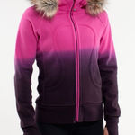 Lululemon Scuba Hoodie Jacket Coat Fur Paris Pink Black Ombre 2011 Rare Size 4 Photo 0