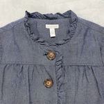 Charter Club Charter‎ Club Jacket Womens M Cotton Blue Button Front Ruffle trim Photo 2