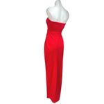 Lulus  Red Strapless Sleeveless Bandeau Drape Tube Slit Sheath Maxi Dress Size S Photo 1