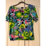 Talbots ‎ Women's Floral Square Neck Short Sleeve Knit Sweater Top Size S Photo 1