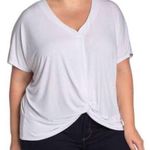 Eloquii white short sleeve twist front casual top Photo 0
