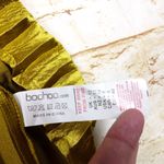 Boohoo Gold Metallic Accordion Pleated Midi Skirt Womens 8 US 40 EU Shiny Party Photo 7