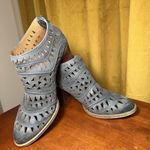 Sofft Westwood II Perforated Lasercut Denim Blue Suede Ankle‎ Booties 9 Photo 0