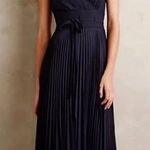 Leifsdottir Navy Blue Surplice Pleated Skirt Maxi Dress EUC Sz 6 Silk Belted Photo 13