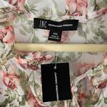 INC New  Floral Mesh Ruffle Tie Neck Peasant Top Camisole Lining White Pink Photo 15