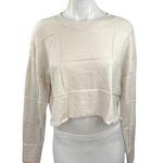 PacSun L.A Hearts Cream Long Sleeve Crew Neck Knit Checked Crop Sweater Top M Photo 0
