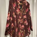 Torrid NWT Emma Babydoll Tunic Blair Floral Burgundy Pink Long Sleeve Top Size L Photo 4