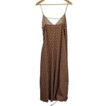 Showpo Geometric Print Spaghetti Strap Maxi Dress Size 16 Side Slit Brown Photo 3