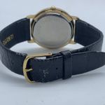 Time women watch gold tone 33mm black leather band running Photo 3