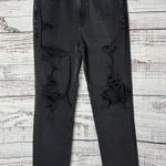 American Eagle  Distressed Black Denim Mom Jeans 6 Photo 2