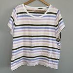 J. Crew Essentials Tee Shirt Short Sleeve Woman’s 3X Striped White Pink Purple Size undefined Photo 5