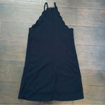 Lulus EUC High Neck Scallop Satin Mini Dress (Little Black Dress) | Size: XS Photo 3