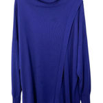 Misook Purple Blue Cowl Neck Asymmetrical Oversized Long Sleeve Sweater Tunic L Photo 0