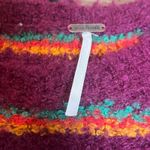 Free People  Multicolor Stripe Sweater Small Burgundy Alpaca Blend Cozy Knit Photo 4